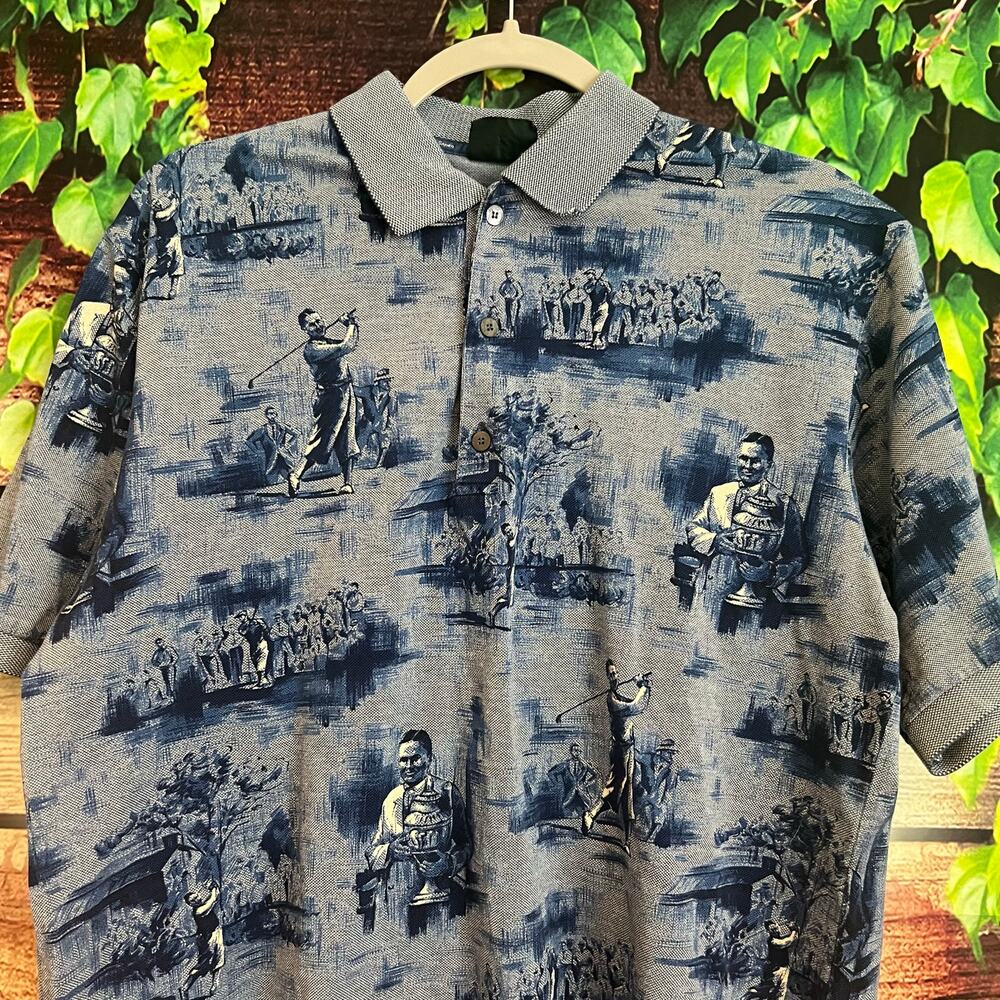 Vintage Bobby Jones Polo Golf Shirt Short Sleeve Men Medium Masters Blue